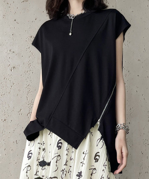 Drop Shoulder Zipper Top