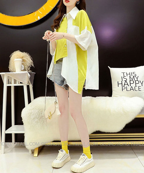 Bicolor Asymmetrical Blouse