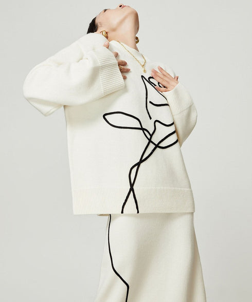 Line Drawing Sweater & Skirt Co-ord
