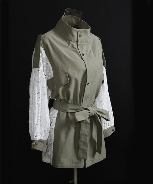 Lace Switching Short Coat