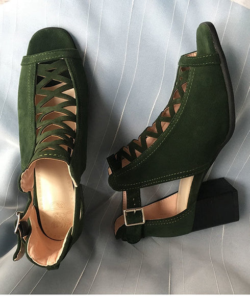 Cross Lace Open Toe Sandals