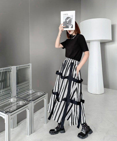 String Ribbon Flare Skirt