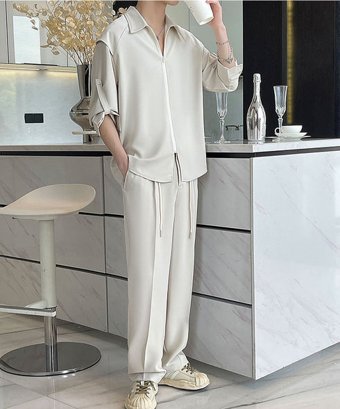 Zipper Sleeve Relaxed Set