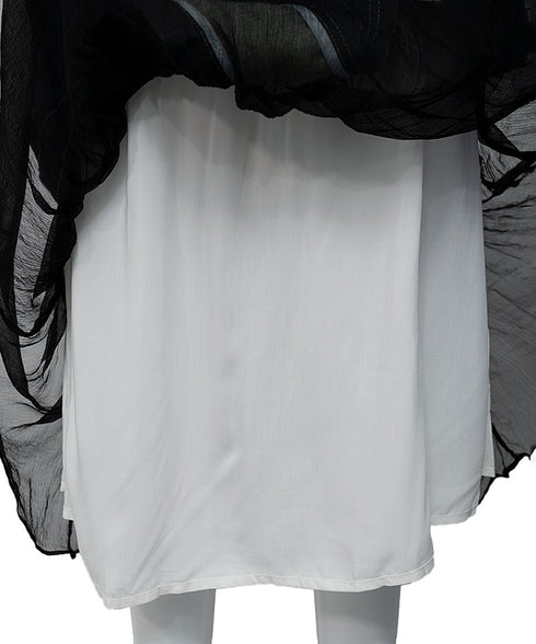 Hem Tulle Denim Skirt