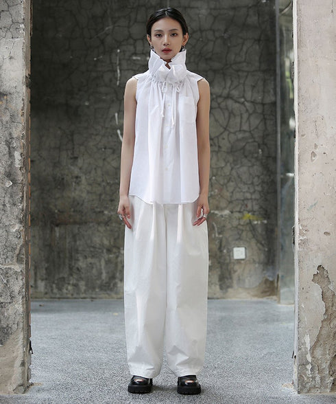 Gather Stand Collar Blouse