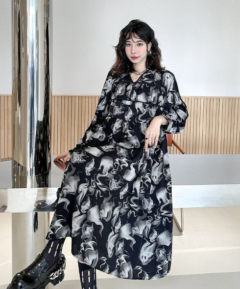 Smoke Marble Flare Dress