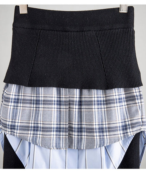 Plaid Splicing Skirt