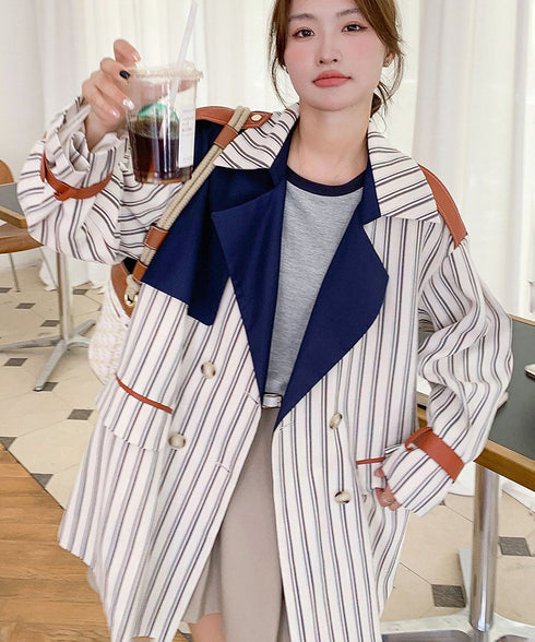 Stripe Short Trench Coat