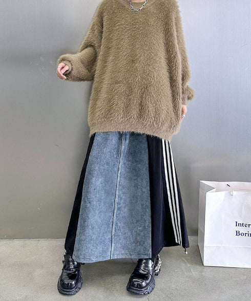 Side Line Denim Skirt