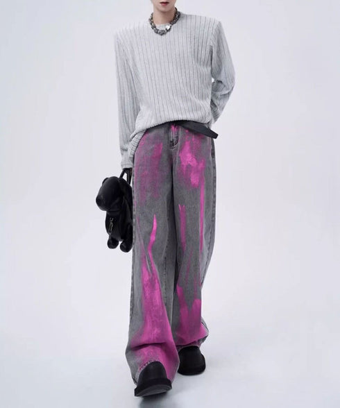 Paint Graphic Wide Denim