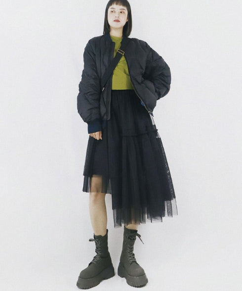 Layered Tulle Asymmetry Skirt