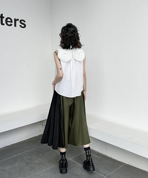 Side Pleat Wide Pants
