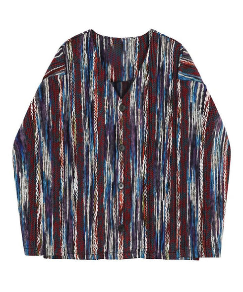 Multicolor Wavy Knit Cardigan