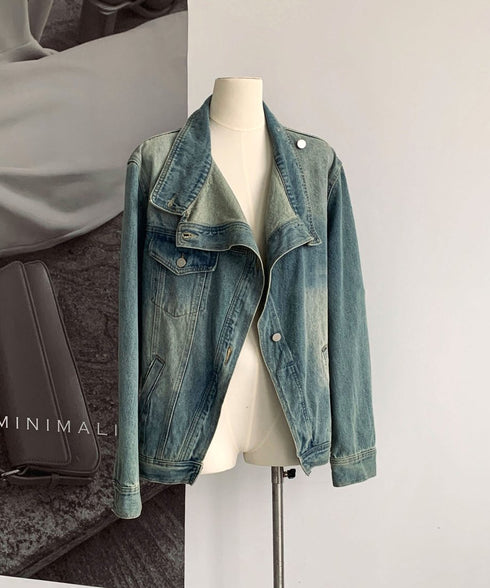 Stand Out Collar Denim Jacket