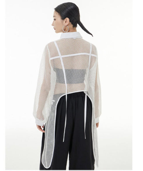 Side Long Mesh Blouse
