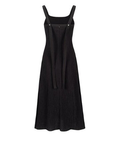 Crinkled Square Neck Long Dress