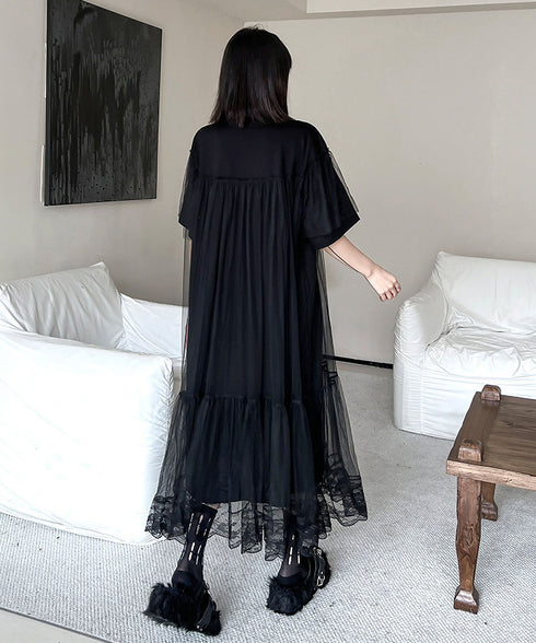 Mesh Layered Flare Dress