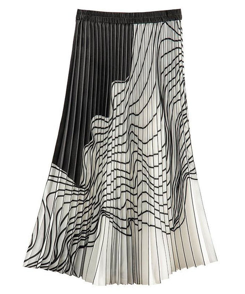 Line Drawing Knit Pleat Skirt