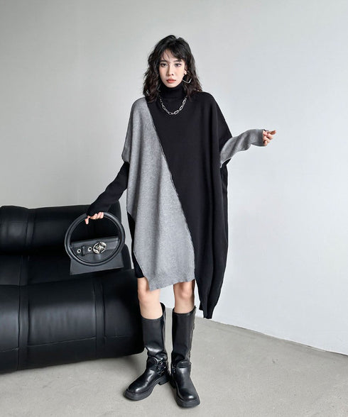 Diagonal Switch Sweater Dress