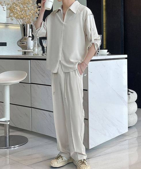 Zipper Sleeve Relaxed Set