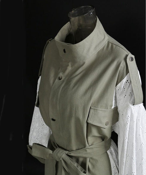 Lace Switching Short Coat