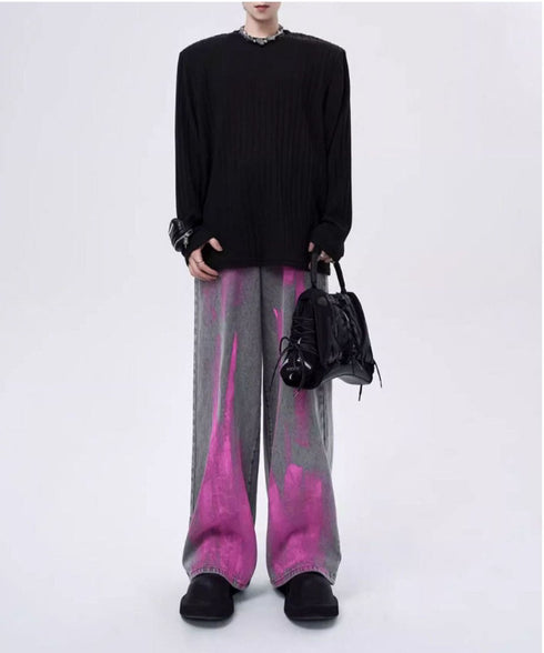 Paint Graphic Wide Denim