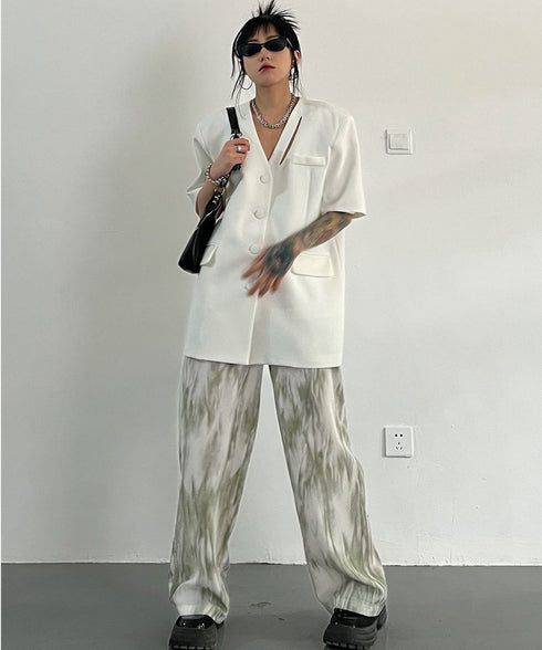 V-neck Short-sleeve Jacket