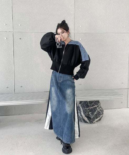 Collarless Zip Jacket