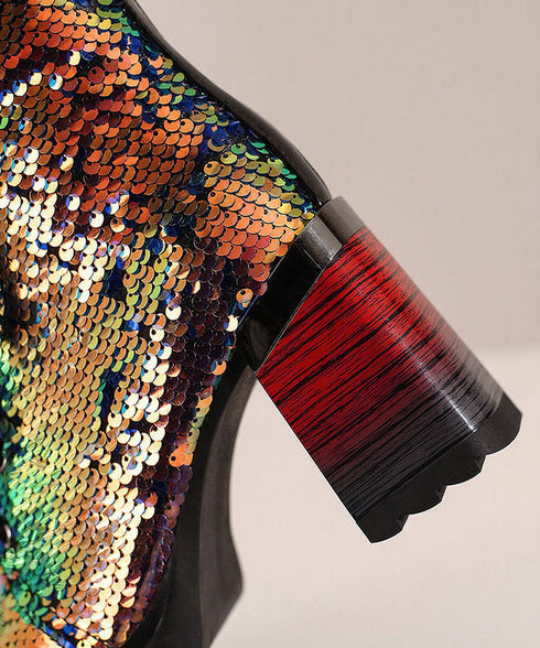 Holographic Sequin Chunky Boots