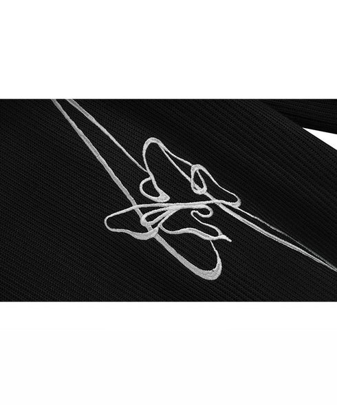 Line Art Embroidery Long Dress