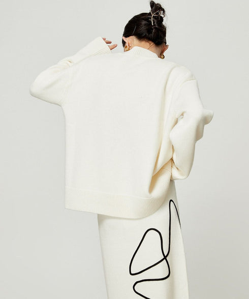 Line Drawing Sweater & Skirt Co-ord