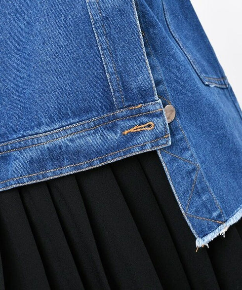 Denim Switching Sweatshirt