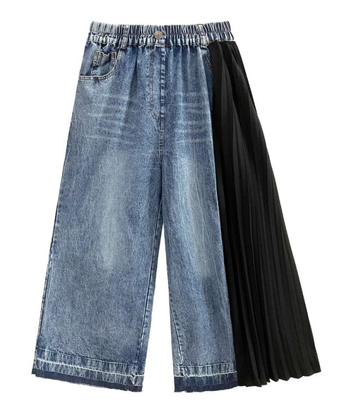 Side Pleat Denim Pants