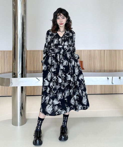 Smoke Marble Flare Dress