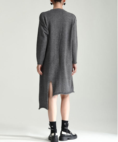 Slit Knit Dress & Poncho Co-ord