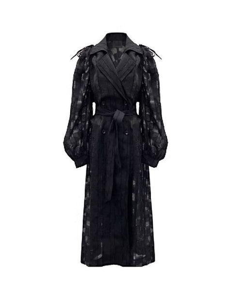 Sheer Check Long Coat