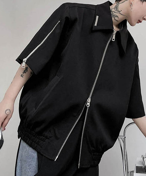 Double Zip Short Sleeve Blouson