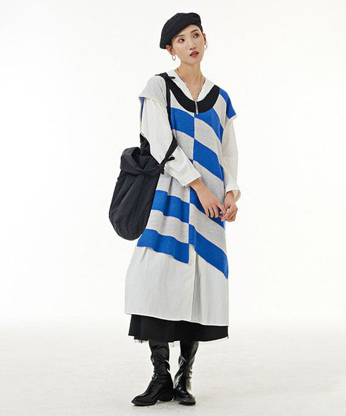 Wavy Stripe Oversized Knit Vest