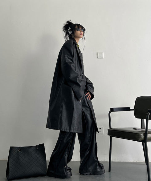 Oversized Faux Leather Jacket