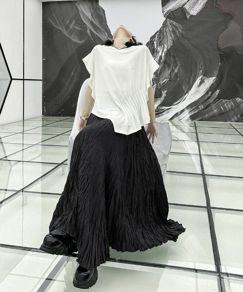 Wrinkle Flare Long Skirt