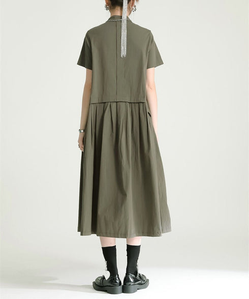 Asymmetric Button Minimal Dress