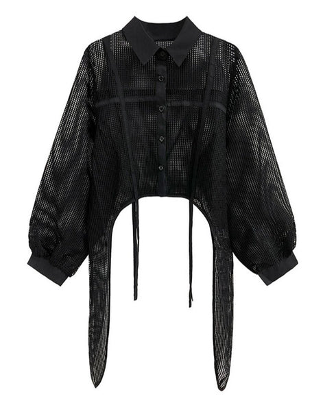 Side Long Mesh Blouse