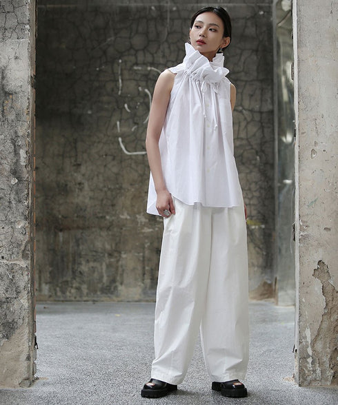 Gather Stand Collar Blouse