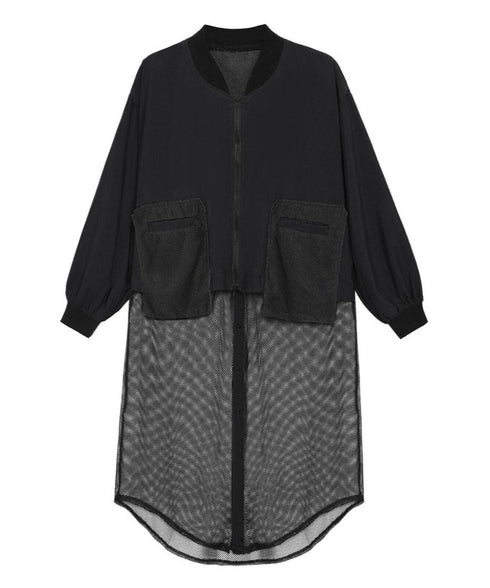網狀開關拉鍊開襟衫