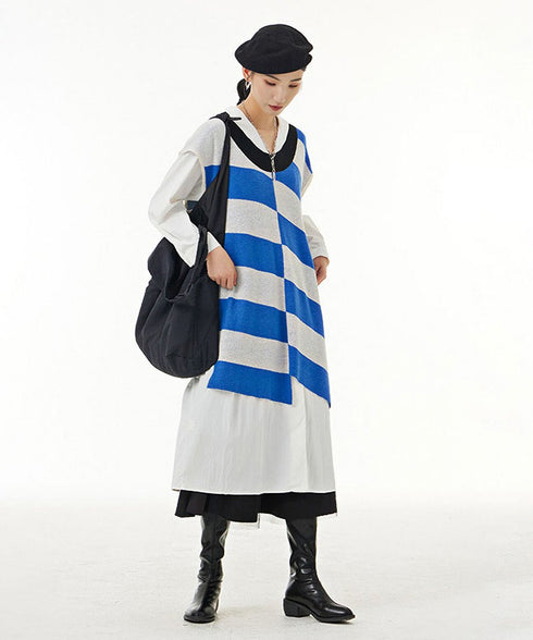 Wavy Stripe Oversized Knit Vest