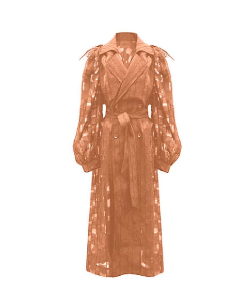 Sheer Check Long Coat