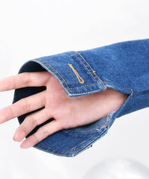 Denim Switching Sweatshirt