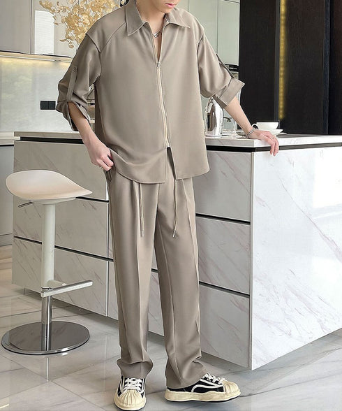 Zipper Sleeve Relaxed Set