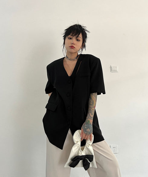 V-neck Short-sleeve Jacket