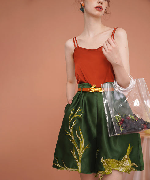 Rabbit Embroidery Shorts